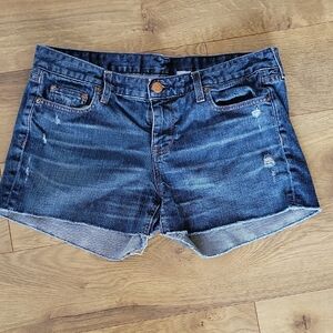 J. Crew Dark Blue Distressed Denim Cutoff Shorts